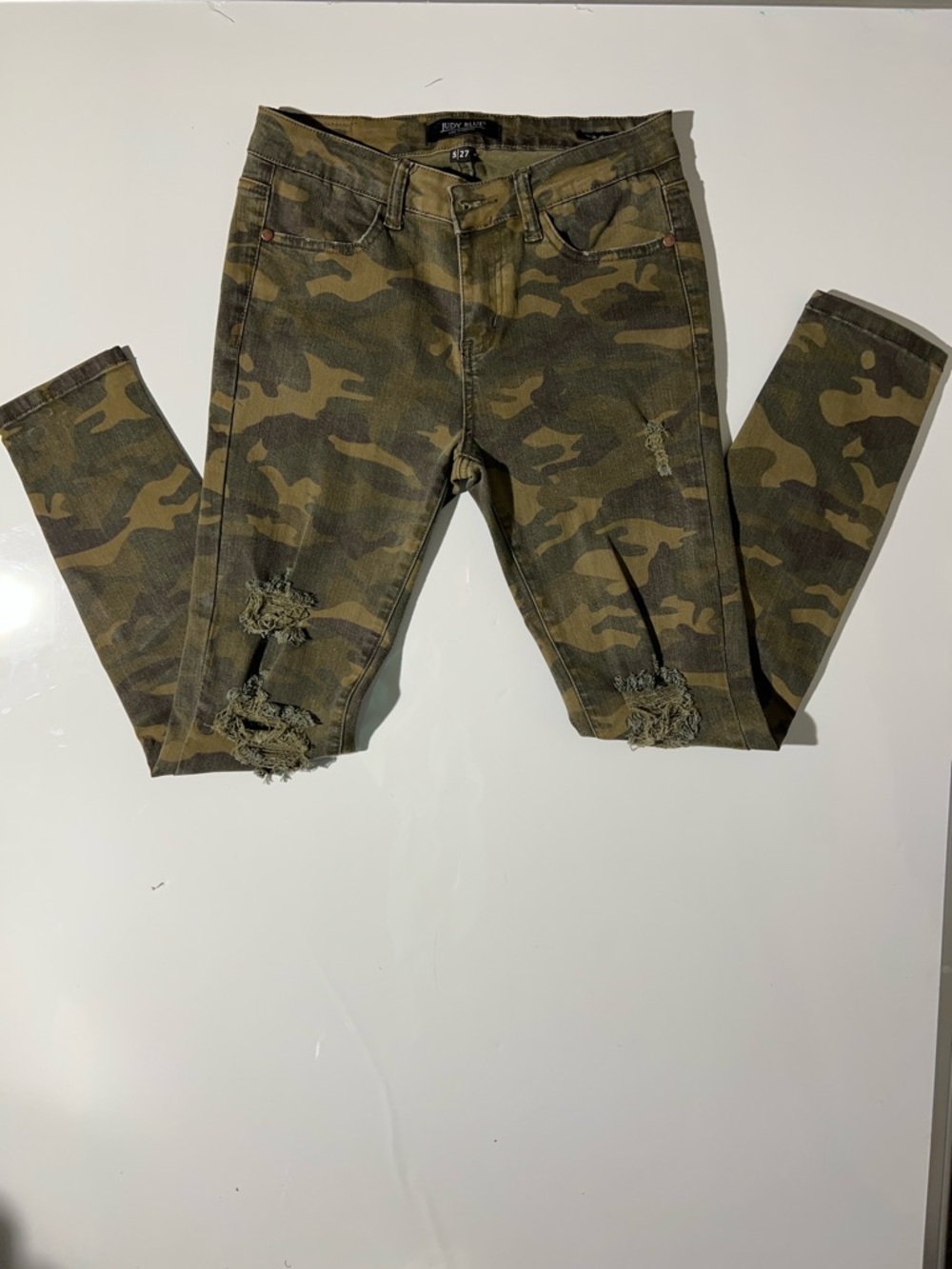 Judy Blue Olive Camo Distressed Skinny Jeans